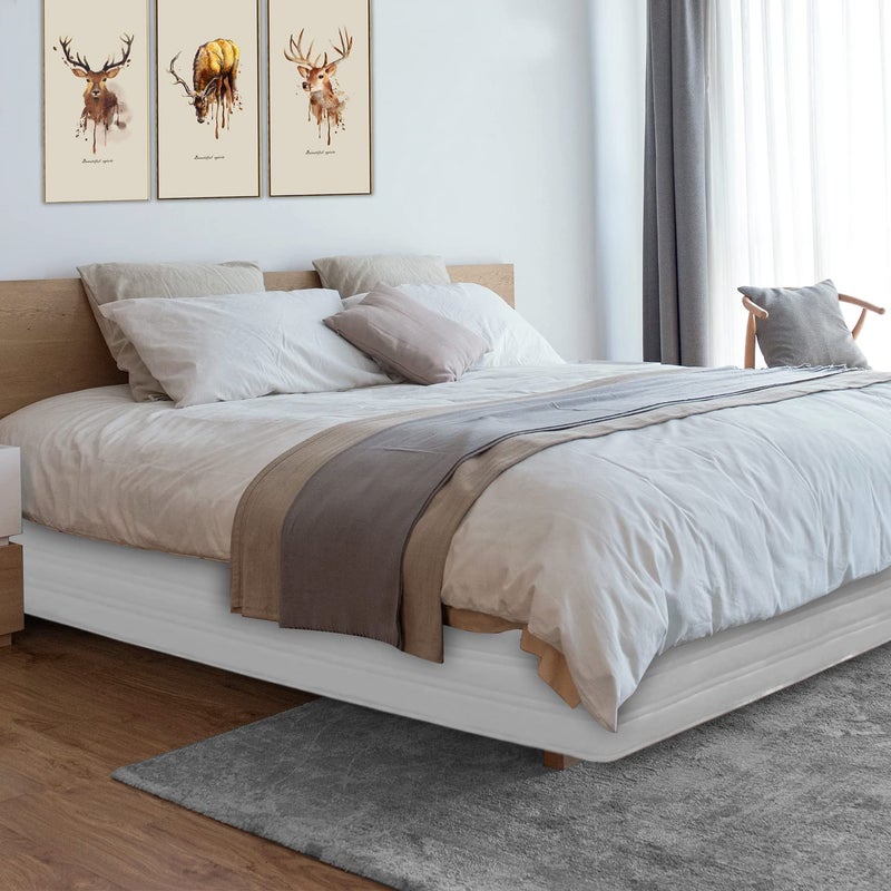 Marquess Tailored Bed Skirt Blended Quilted-Hang Down Feeling Enhancement Wrap Around Thick Bed Skirt,Dust-Proof, Wrinkle Fade Resistant Dust Ruffle with Classic 14â€™â€™Drop for Bedroom(Queen,White) - Image 2